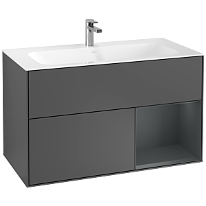 Villeroy und Boch Finion Waschtischunterschrank G040HGGK 99,6x59,1cm, Emotion, Regal rechts Midnight Blue Matt Lacquer, Anthracite matt