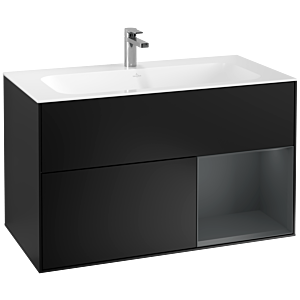 Villeroy et Boch Finion Villeroy et Boch G040HGPD 99,6x59,1cm, Emotion, étagère à droite Midnight Blue Matt Lacquer , laqué noir mat