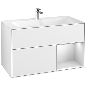 Villeroy et Boch Finion Villeroy et Boch G040MTGF 99,6x59,1cm, Emotion, étagère à droite laqué blanc mat, laqué blanc brillant