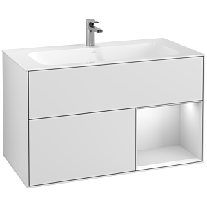 Villeroy et Boch Finion Villeroy et Boch G040MTMT 99,6x59,1cm, Emotion, étagère à droite laqué blanc mat, laqué blanc mat