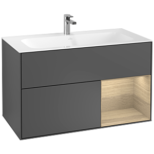 Villeroy et Boch Finion Villeroy et Boch G040PCGK 99,6x59,1cm, Emotion, étagère à droite Oak Veneer , anthracite mat