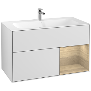 Villeroy et Boch Finion Villeroy et Boch G040PCMT 99,6x59,1cm, Emotion, étagère à droite Oak Veneer , laqué blanc mat
