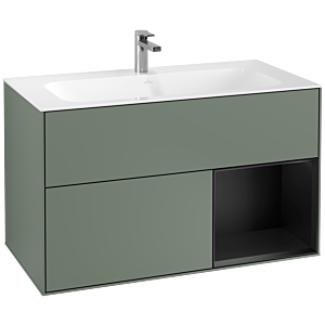 Villeroy und Boch Finion Waschtischunterschrank G040PDGM 99,6x59,1cm, Emotion, Regal rechts Black matt lacquer, Olive Matt Lacquer