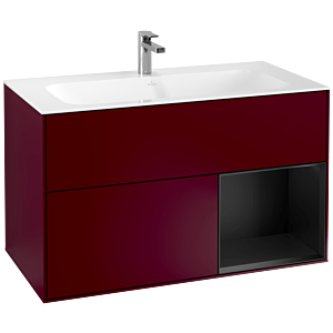 Villeroy et Boch Finion Villeroy et Boch G040PDHB 99,6x59,1cm, Emotion, étagère à droite Laque noire mate, Peony Matt