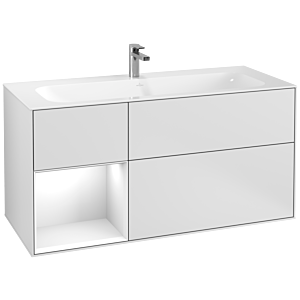 Villeroy und Boch Finion Waschtischunterschrank G060GFMT 119,6x59,1cm, Emotion, Regal links Glossy white lacquer, White matt lacquer