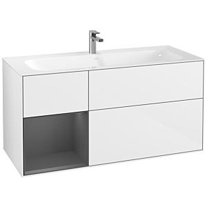 Villeroy et Boch Finion Villeroy et Boch G060GKGF 119,6x59,1cm, Emotion, étagère gauche anthracite mat, laqué blanc brillant