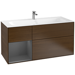 Villeroy et Boch Finion Villeroy et Boch G060GKGN 119,6x59,1cm, Emotion, tablette gauche Anthracite mat, placage noyer