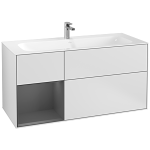 Villeroy und Boch Finion Waschtischunterschrank G060GKMT 119,6x59,1cm, Emotion, Regal links Anthracite matt, White matt lacquer
