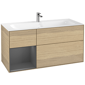 Villeroy und Boch Finion Waschtischunterschrank G060GKPC 119,6x59,1cm, Emotion, Regal links Anthracite matt, Oak Veneer