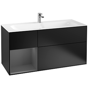 Villeroy et Boch Finion Villeroy et Boch G060GKPD 119,6x59,1cm, Emotion, étagère gauche anthracite mat, laqué noir mat