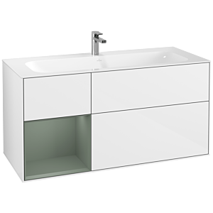Villeroy et Boch Finion Villeroy et Boch G060GMGF 119,6x59,1cm, Emotion, étagère à gauche Olive Matt Lacquer , Laque blanc brillant