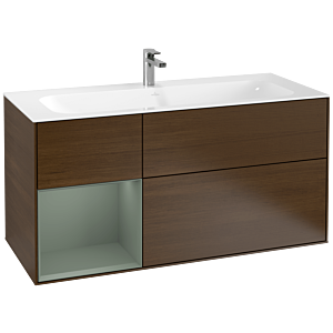 Villeroy und Boch Finion Waschtischunterschrank G060GMGN 119,6x59,1cm, Emotion, Regal links Olive Matt Lacquer, Walnut veneer