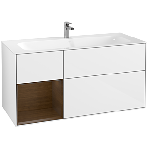 Villeroy et Boch Finion Villeroy et Boch G060GNGF 119,6x59,1cm, Emotion, étagère gauche placage noyer, laqué blanc brillant