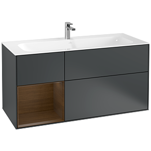 Villeroy und Boch Finion Waschtischunterschrank G060GNHG 119,6x59,1cm, Emotion, Regal links Walnut veneer, Midnight Blue Matt Lacquer