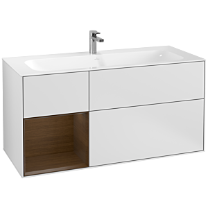 Villeroy et Boch Finion Villeroy et Boch G060GNMT 119,6x59,1cm, Emotion, étagère gauche placage noyer, laqué blanc mat