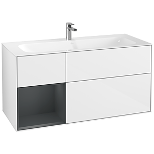 Villeroy et Boch Finion Villeroy et Boch G060HGGF 119,6x59,1cm, Emotion, étagère à gauche Midnight Blue Matt Lacquer , Laque blanc brillant