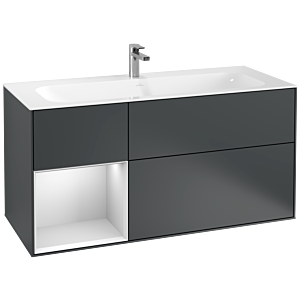 Villeroy et Boch Finion Villeroy et Boch G060MTHG 119,6x59,1cm, Emotion, étagère gauche laqué blanc mat, Midnight Blue Matt Lacquer