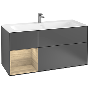 Villeroy und Boch Finion Waschtischunterschrank G060PCGK 119,6x59,1cm, Emotion, Regal links Oak Veneer, Anthracite matt