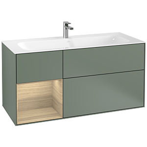 Villeroy und Boch Finion Waschtischunterschrank G060PCGM 119,6x59,1cm, Emotion, Regal links Oak Veneer, Olive Matt Lacquer