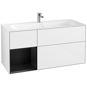 Villeroy und Boch Finion Waschtischunterschrank G060PDGF 119,6x59,1cm, Emotion, Regal links Black matt lacquer, Glossy white lacquer