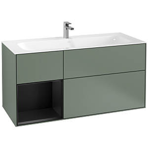 Villeroy et Boch Finion Villeroy et Boch G060PDGM 119,6x59,1cm, Emotion, étagère gauche laqué noir mat, Olive Matt Lacquer