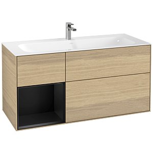 Villeroy et Boch Finion Villeroy et Boch G060PDPC 119,6x59,1cm, Emotion, étagère gauche laqué noir mat, Oak Veneer
