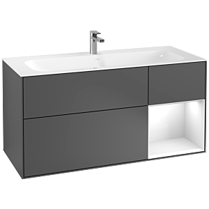 Villeroy et Boch Finion Villeroy et Boch G070GFGK 119,6x59,1cm, Emotion, étagère à droite Laque blanc brillant, Anthracite mat