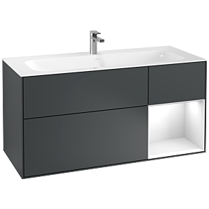 Villeroy et Boch Finion Villeroy et Boch G070GFHG 119,6x59,1cm, Emotion, étagère à droite Laque blanc brillant, Midnight Blue Matt Lacquer