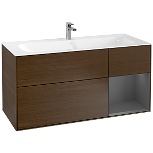 Villeroy und Boch Finion Waschtischunterschrank G070GKGN 119,6x59,1cm, Emotion, Regal rechts Anthracite matt, Walnut veneer