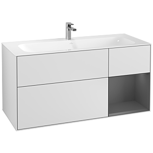 Villeroy et Boch Finion Villeroy et Boch G070GKMT 119,6x59,1cm, Emotion, étagère à droite anthracite mat, laqué blanc mat