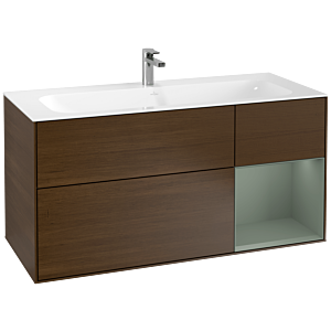 Villeroy und Boch Finion Waschtischunterschrank G070GMGN 119,6x59,1cm, Emotion, Regal rechts Olive Matt Lacquer, Walnut veneer