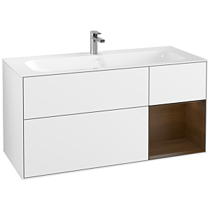 Villeroy und Boch Finion Waschtischunterschrank G070GNGF 119,6x59,1cm, Emotion, Regal rechts Walnut veneer, Glossy white lacquer