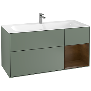 Villeroy und Boch Finion Waschtischunterschrank G070GNGM 119,6x59,1cm, Emotion, Regal rechts Walnut veneer, Olive Matt Lacquer