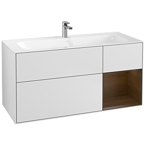 Villeroy und Boch Finion Waschtischunterschrank G070GNMT 119,6x59,1cm, Emotion, Regal rechts Walnut veneer, White matt lacquer