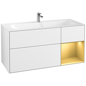 Villeroy und Boch Finion Waschtischunterschrank G070HFGF 119,6x59,1cm, Emotion, Regal rechts Gold matt, Glossy white lacquer