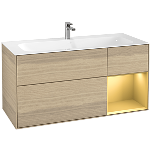 Villeroy und Boch Finion Waschtischunterschrank G070HFPC 119,6x59,1cm, Emotion, Regal rechts Gold matt, Oak Veneer