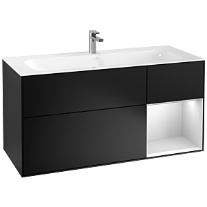 Villeroy et Boch Finion Villeroy et Boch G070MTPD 119,6x59,1cm, Emotion, étagère à droite laqué blanc mat, laqué noir mat