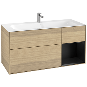 Villeroy et Boch Finion Villeroy et Boch G070PDPC 119,6x59,1cm, Emotion, étagère à droite Laque noire mate, Oak Veneer