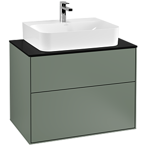 Villeroy und Boch Finion Waschtischunterschrank G09200GM 80x60,3x50,1cm, Emotion, Abdeckplatte black matt, Olive Matt Lacquer