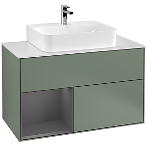 Villeroy and Boch Finion Villeroy and Boch Finion G111GKGM 100cm, cover plate matt white, emotion, shelf left anthracite matt, Olive Matt Lacquer