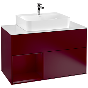 Villeroy et Boch Finion Villeroy et Boch G111HBHB 100cm, plaque de finition blanc mat, émotion, étagère à gauche Peony , Peony Matt
