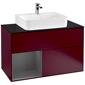 Villeroy et Boch Finion Villeroy et Boch G112GKHB 100cm, plaque de finition noir mat, Emotion, étagère gauche Anthracite mat, Peony Matt