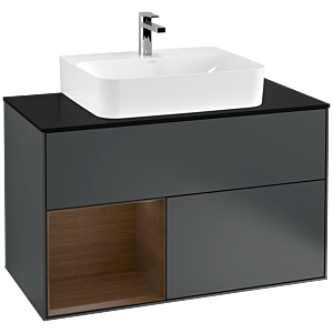 Villeroy and Boch Finion Villeroy and Boch Finion G112GNHG 100cm, cover plate black matt, Emotion, shelf left Walnut veneer, Midnight Blue Matt Lacquer