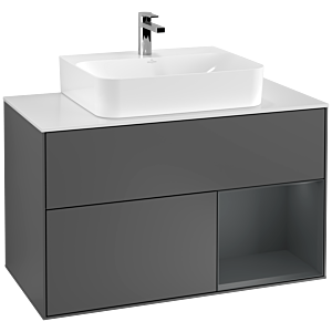 Villeroy et Boch Finion Villeroy et Boch G121HGGK 100cm, plaque de recouvrement blanc mat, émotion, étagère à droite Midnight Blue Matt Lacquer , anthracite mat