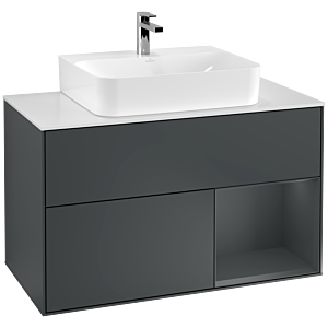 Villeroy et Boch Finion Villeroy et Boch G121HGHG 100cm, plaque de finition blanc mat, Emotion, étagère à droite Midnight Blue Matt Lacquer , Midnight Blue Matt Lacquer