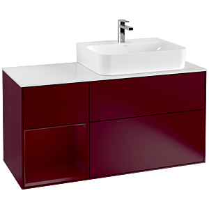 Villeroy und Boch Finion Waschtischunterschrank G141HBHB 120cm, Abdeckplatte white matt, Emotion, Regal links Peony, Peony Matt