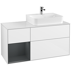 Villeroy and Boch Finion Villeroy and Boch Finion G141HGGF 120cm, cover plate matt white, Emotion, shelf on the left Midnight Blue Matt Lacquer , Glossy white lacquer