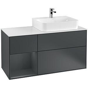 Villeroy und Boch Finion Waschtischunterschrank G141HGHG 120cm, Abdeckplatte white matt, Emotion, Regal links Midnight Blue Matt Lacquer, Midnight Blue Matt Lacquer