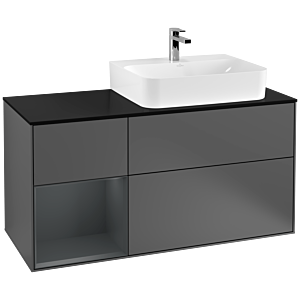 Villeroy and Boch Finion Villeroy and Boch Finion G142HGGK 120cm, cover plate black matt, Emotion, shelf on the left Midnight Blue Matt Lacquer , Anthracite matt