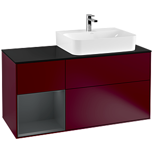 Villeroy and Boch Finion Villeroy and Boch Finion G142HGHB 120cm, cover plate black matt, Emotion, shelf on the left Midnight Blue Matt Lacquer , Peony Matt